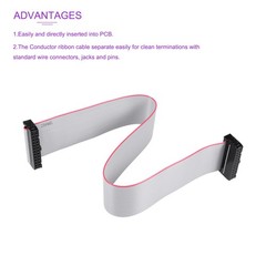 5 Pack Long 30CM 2.54MM Flat Ribbon Cable IDC 24 Pin Connector