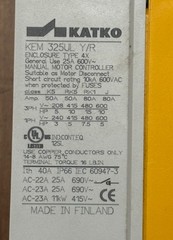 Katko KEM 325UL Y/R 25A 600V Manual Motor Controller