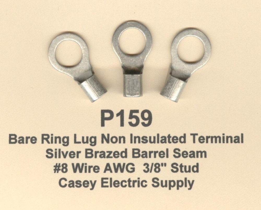 10 Bare RING Lug Non-Insulated Terminal Connector #8 Wire AWG 3/8″ Stud MOLEX
