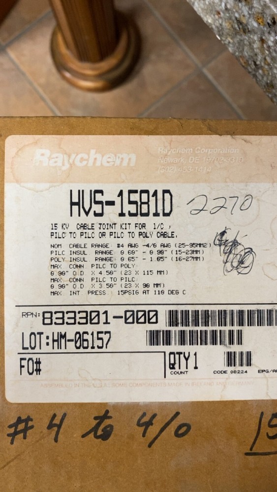 Raychem HVS-1581D 15KV In Line Heat Shrink Splice