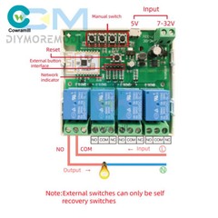 Smart WiFi Bluetooth Wireless Relay Switch Module 2.4G 1/2/4CH DC7-32V/AC85-250V