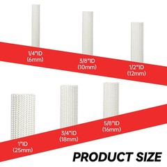 1-25mm White Silicone Fiber Glass Tube Wire Cable Insulating High Temp Sleeving