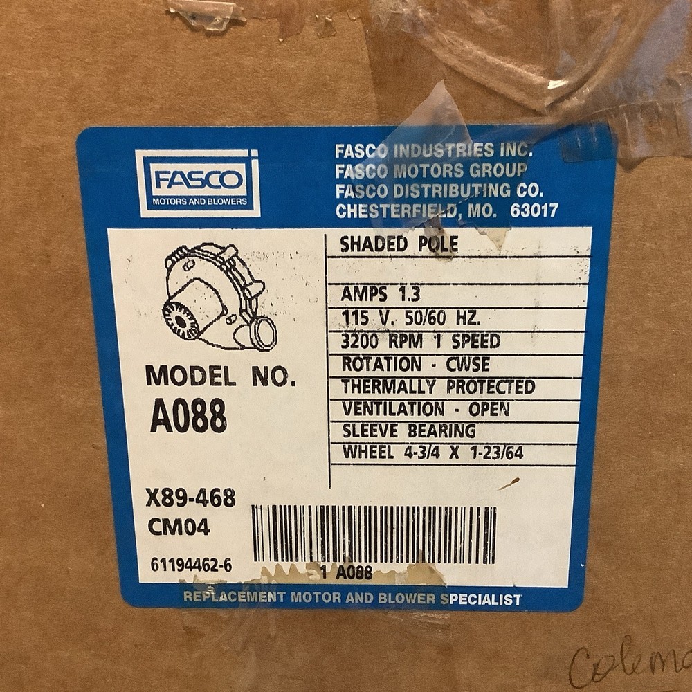Draft Inducer Blower Fasco A088