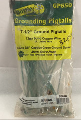 Dottie GP650 7-1/2″ Ground Pigtails 12 Ga Solid Copper Wire, Lot of 32 w/ Screw