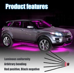 6 PCS 15 LED 12V Waterproof Car Light Strips, 1Ft Flexible Underbo Color: Pink