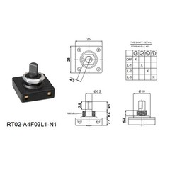 4-position Square Speed Control Rotary Switch 250V Multi-band Coded Knob Switch