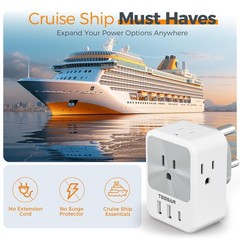 TESSAN US to India Plug Adapter 2 Pack Type D Travel Adapter 4 Outlets