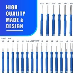 Upgraded Terminal Removal Tool Kit, 21Pcs Blue Electrical Pin Removal Tool Kit,