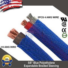 5 FT. 5/8″ Blue Expandable Wire Cable Sleeving Sheathing Braided Loom Tubing US