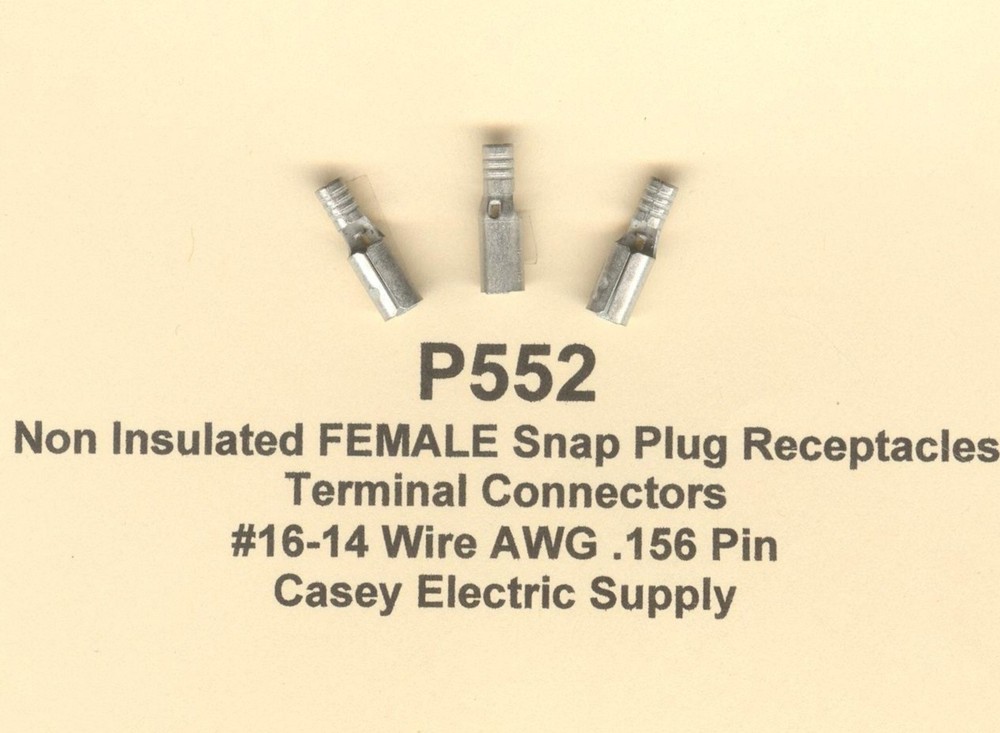 25 Non Insulated Snap Plug Receptacle Connector 16-14 Wire AWG .156 Female USA