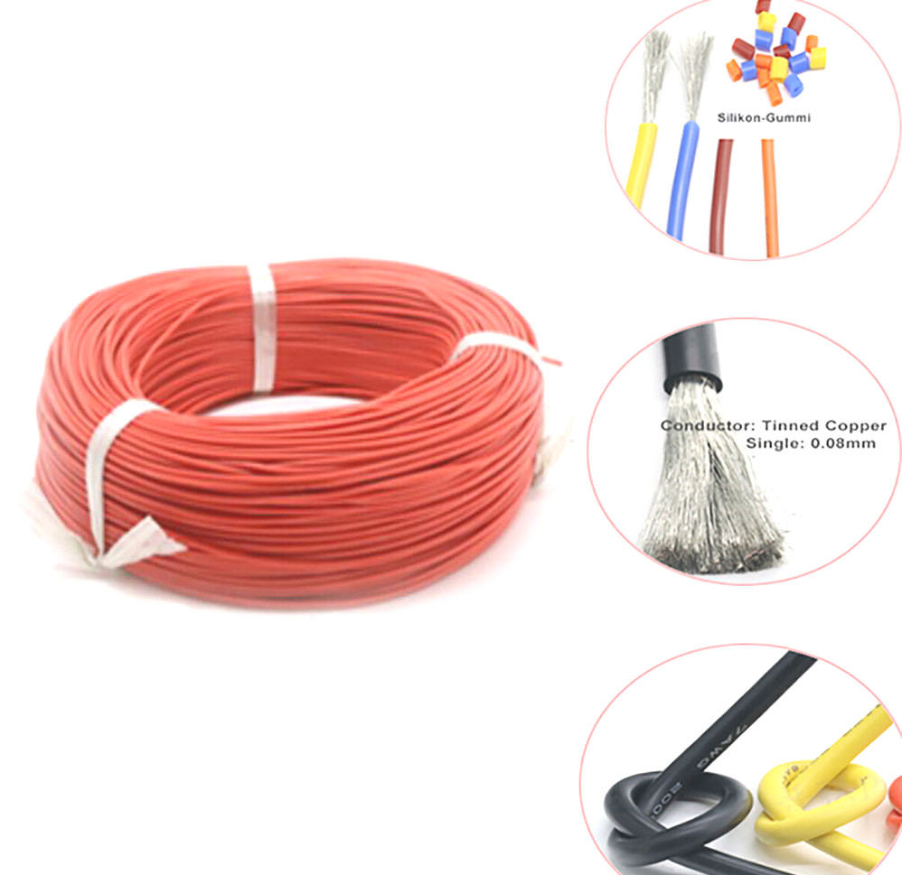 Red UL Ultra Flexible Silicone Cable Model Wire 0.08mm Tinned Copper 200℃/600V
