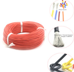 Red UL Ultra Flexible Silicone Cable Model Wire 0.08mm Tinned Copper 200℃/600V