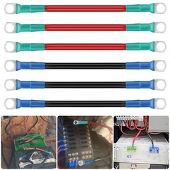 6AWG Battery Inverter Cables 12V 30cm/12in w/ 3/8″ Terminals for Power System