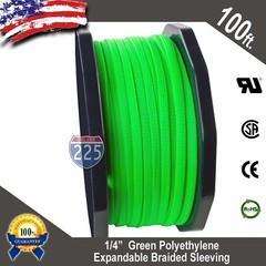 100 FT 1/4″ Green Expandable Wire Cable Sleeving Sheathing Braided Loom Tubing