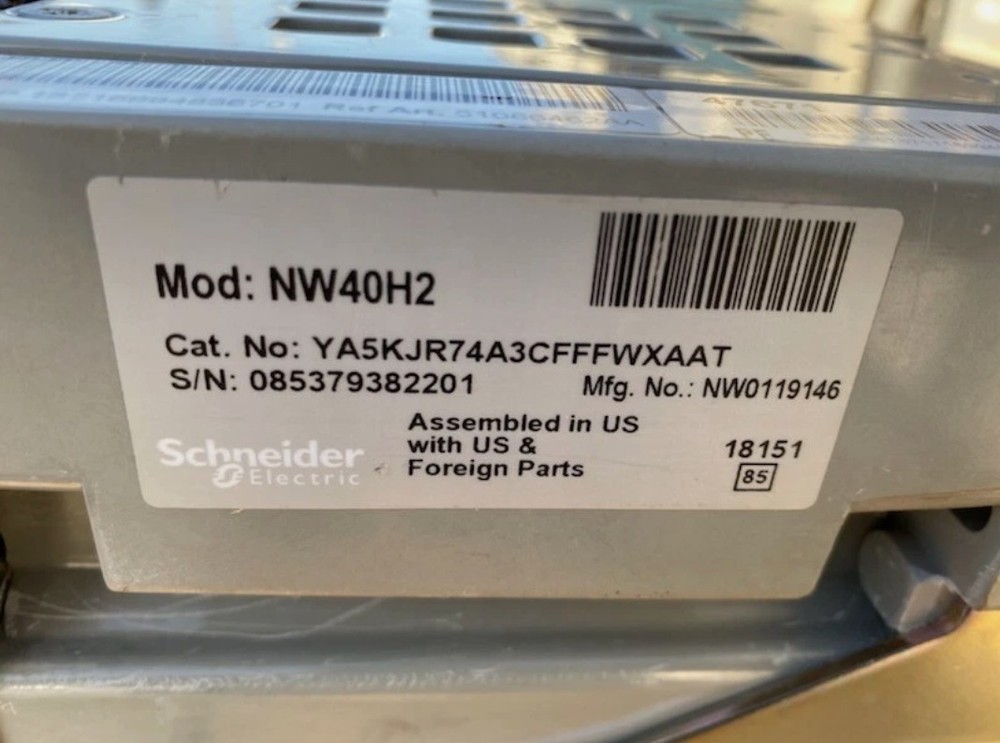 Schneider YA5KKR73B Masterpact NW40H2 Low Voltage Power Circuit Breaker 4000A
