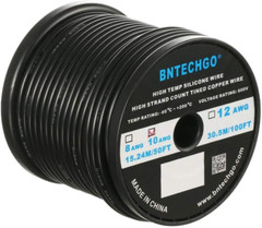 10 Gauge Silicone Wire Spool 50Ft Red and 50Ft Black Bundle