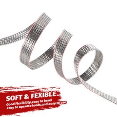 Tinned Copper Metal Braid Tube Sleeving Car EMI/RFI Ground Strip Cable Shielding