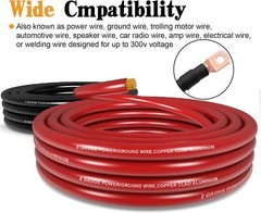 1/0 Gauge Wire Copper Clad Aluminum CCA 40FT AWG 1/0, 20FT-RED/Black
