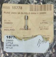 239003 LittleFuse FUSE GLASS 3A 250VAC 5X20MM 30 PIECES
