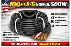 8/5 SOOW Portable Cord 100FT 600V Non UL Black Flexible Cable USA Made