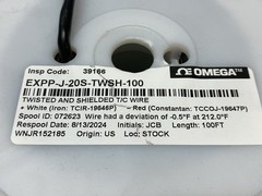 Omega EXPP-J-20S-TWSH-100 Twisted Shield. Thermocouple Wire 2-Cond. 85′ SPOOL
