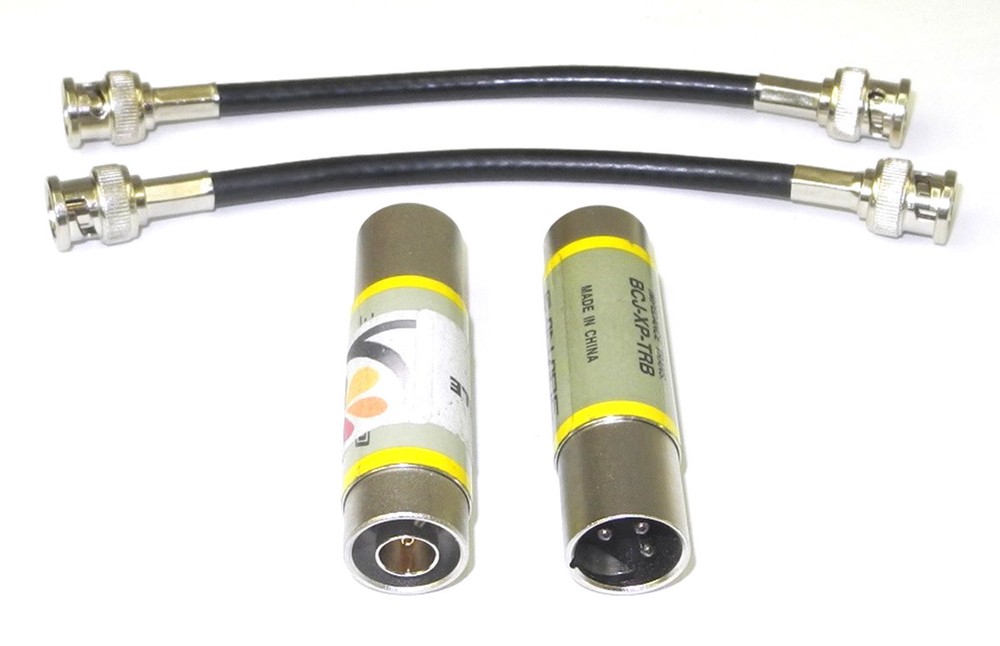 2 Canare BCJ-XP-TRB Digital AES Balun BNC-XLR Male Transformers w/BNC Cables. CX