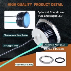 22mm 110VAC 220VAC Metal LED Indicator Light Waterproof IP67 Raised Head Blue