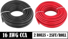 GS Power 50ft CCA 16 Gauge Wire Automotive, 25ft Red & 25 ft, Red/Black