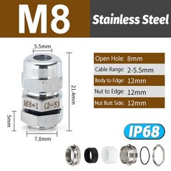 Ip68 Waterproof 304 Stainless Steel Cable Glands Compression Junction M8-M100