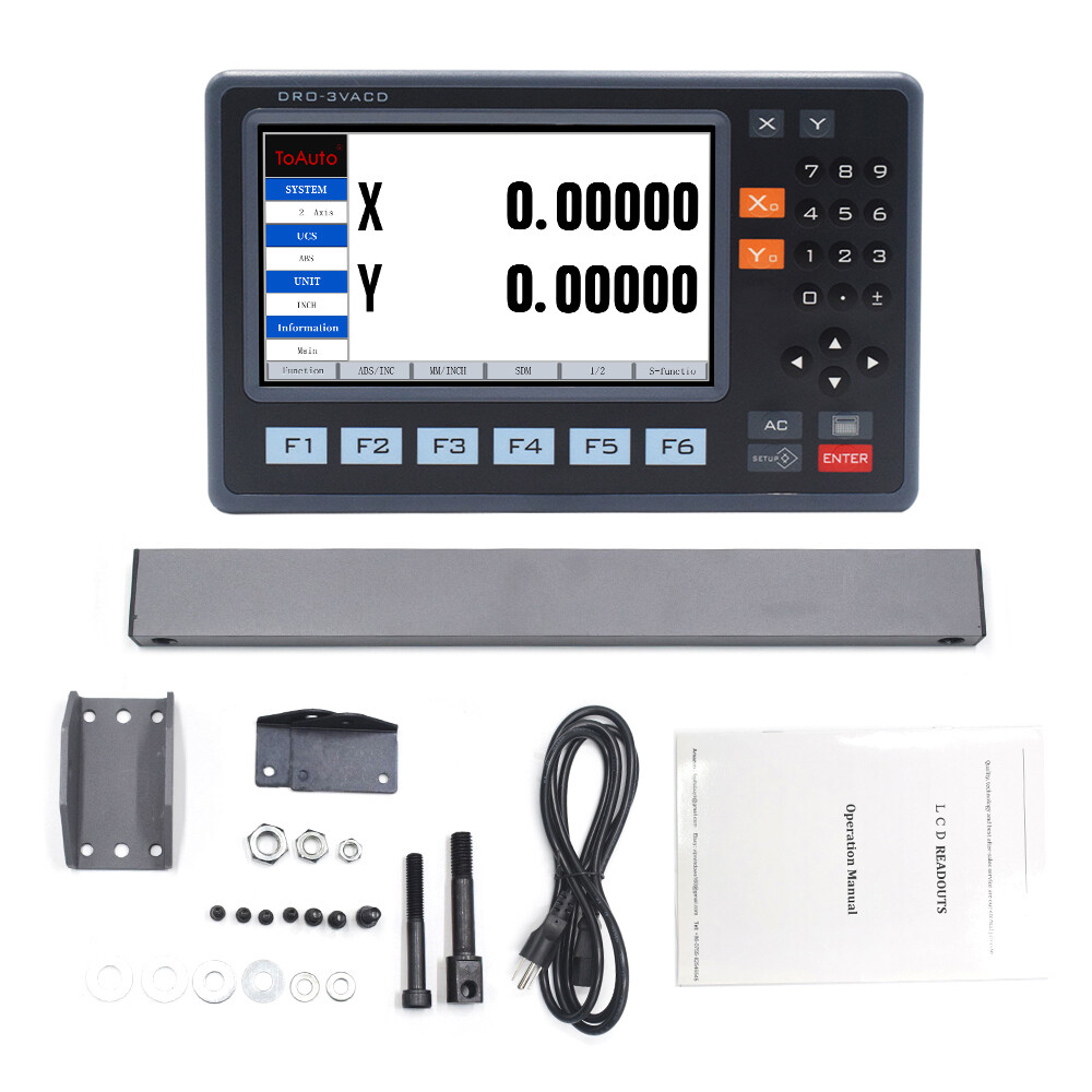 LCD Screen Digital Readout DRO Display w/ Linear Glass Scales