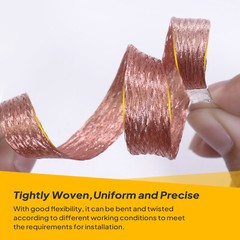 1/4″W 5/16″ Automotive Copper Braid Ground Strap Electric Wire Connect Terminal