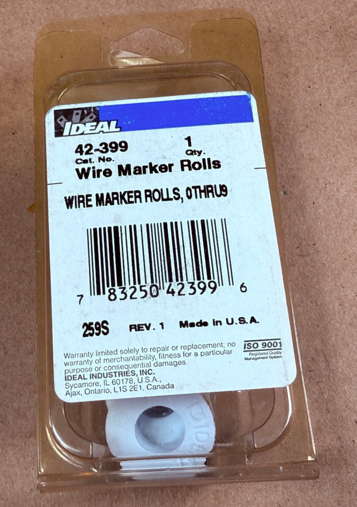 NOS IDEAL 0-9 WIRE MARKER TAPE ROLLS STICKERS 42-399 INCLUDES 10 ROLLS – 0 to 9
