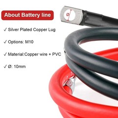 2/4 PCS Copper Battery Cable Wire with Lugs Auto Marine Inverter RV Solar 2AWG