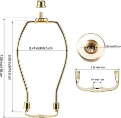 7 Inch Lamp Harp Kit Polished Brass 3/8 Inch Saddle Base Holes Light Duty Pack 2