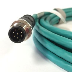 Mencom MDE45P-8MP-RJ45-5M Ethernet Network Cordset, M12 Male Straight RJ45, 5M