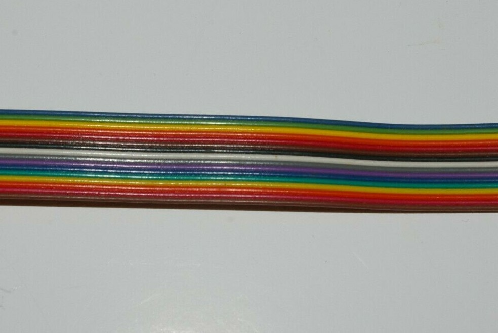 1′ Flat Ribbon Cable 28 AWG, 16 Conductor Multi-color 0.69″W