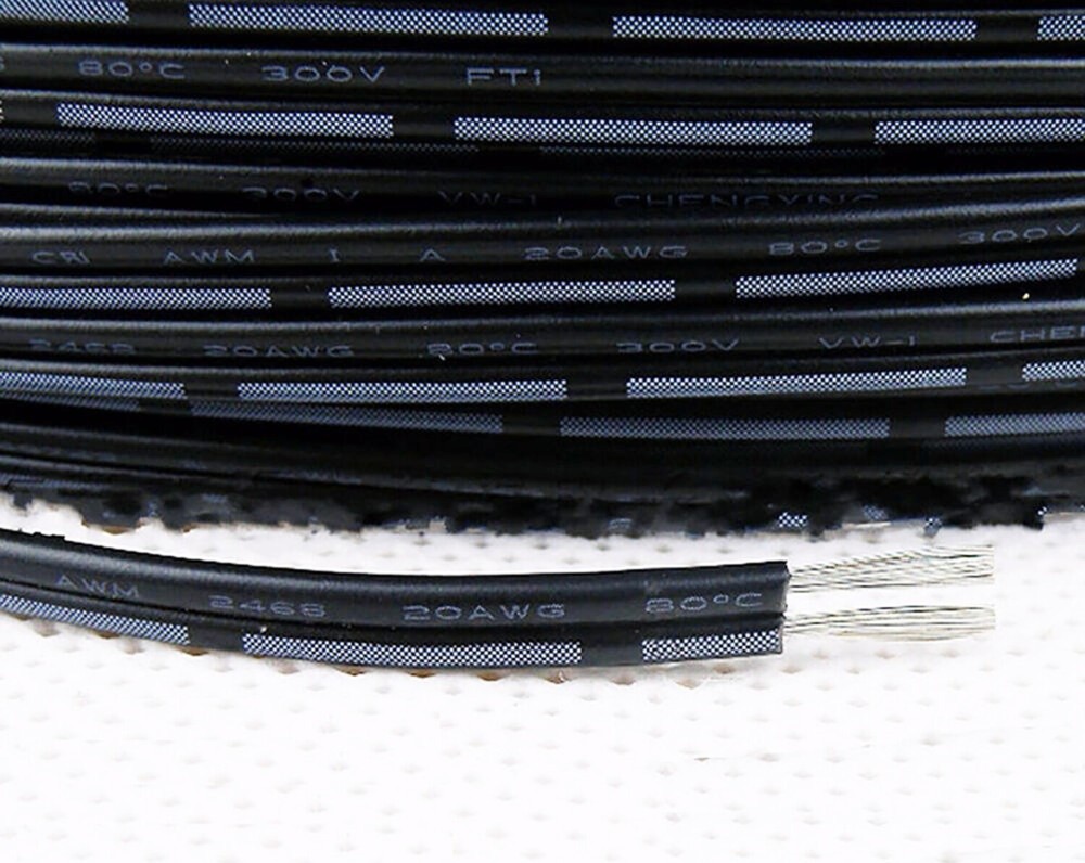 UL2648 Black/White Dual Core Parallel Stranded Cable Wire Tinned Copper 16~28AWG