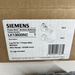 Siemens Power Mod Lug Kit for 1 Phase Main Modules Wire Range: 1/0-500 kcmil NEW
