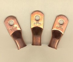 10 Big Bare Battery COPPER Ring Terminal Connector #2/0 Gauge Wire 1/4″ Stud USA