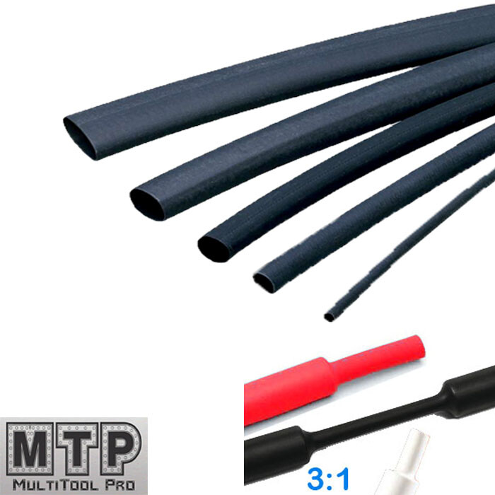 3/16″ (4.8mm) Pk 25/50 6″ 3:1 Heat Shrink Tubing Adhesive Lined Dual Wall Black