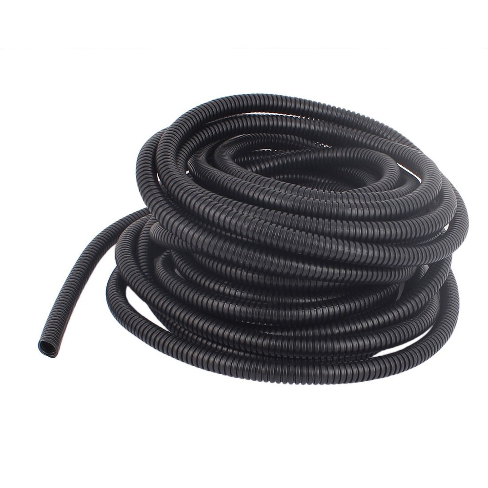 11 M 10×13 mm PVC Flexible Corrugated Conduit Tube for Garden,Office Black