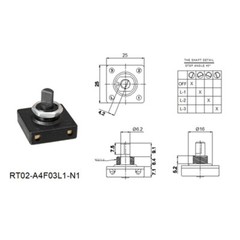 4Position Square Rotary Switch 250V3A Multi-band Coded Knob Switch Speed Control