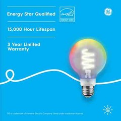GE CYNC Smart G25 LED Globe Light Bulb Full Color Changing E26 Base