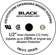 100 FT 1/2″ Black Expandable Wire Cable Sleeving Sheathing Braided Loom Tubing
