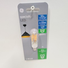 GE LED Light Bulb E11 Mini Base 4.5W 500 Lumens Soft White Filament 93129027 New