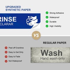 Wash Rinse Sanitize Sink Labels, 5 Pack 3 Compartment Sink Signs, Waterproof …