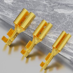 WC63 Series 6.3mm Solderless Terminals 8-Layer Gold/Rhodium Plated 6PCS/Pack
