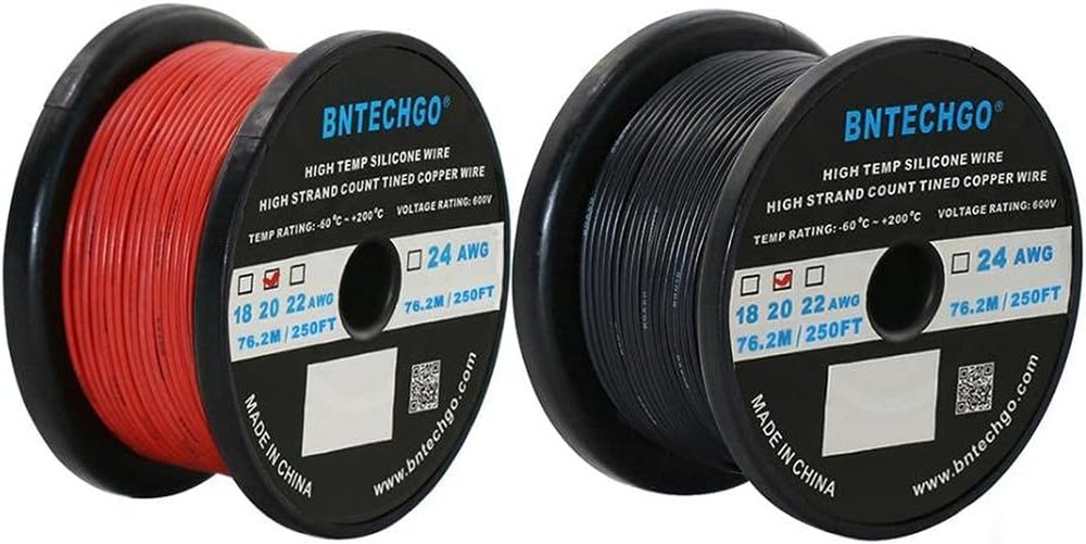 20 Gauge Silicone Wire Spool Red and Black Each 250Ft Flexible 20 AWG Stranded T