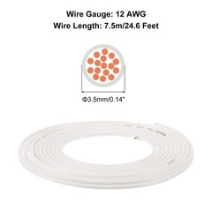 24.6 Feet 12 AWG Gauge THHN Stranded White Copper Building Wire 600V