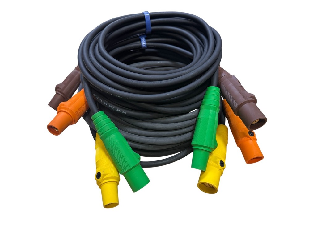 CAMLOCK – 25 FT 4 WIRE SET 190 AMP 480 VOLT M/F SER 16 HUBBELL 2 AWG 600V PPC SC